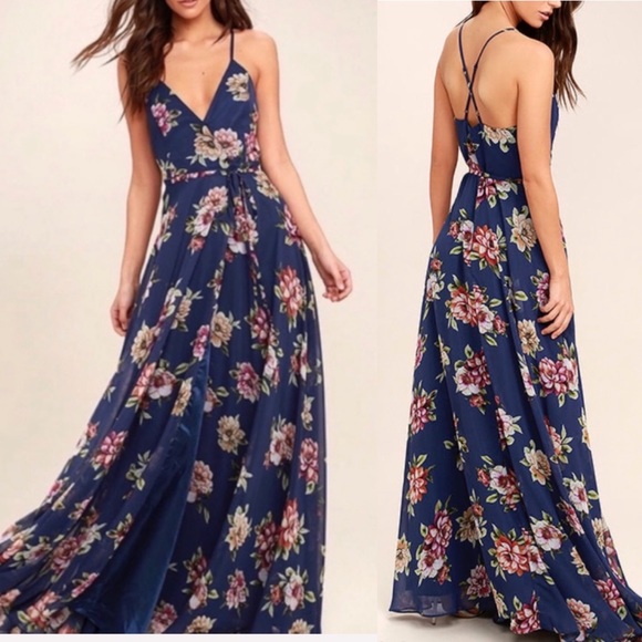 Lulus Dresses & Skirts - Lulu’s Always There For Me Floral Maxi Wrap Dress